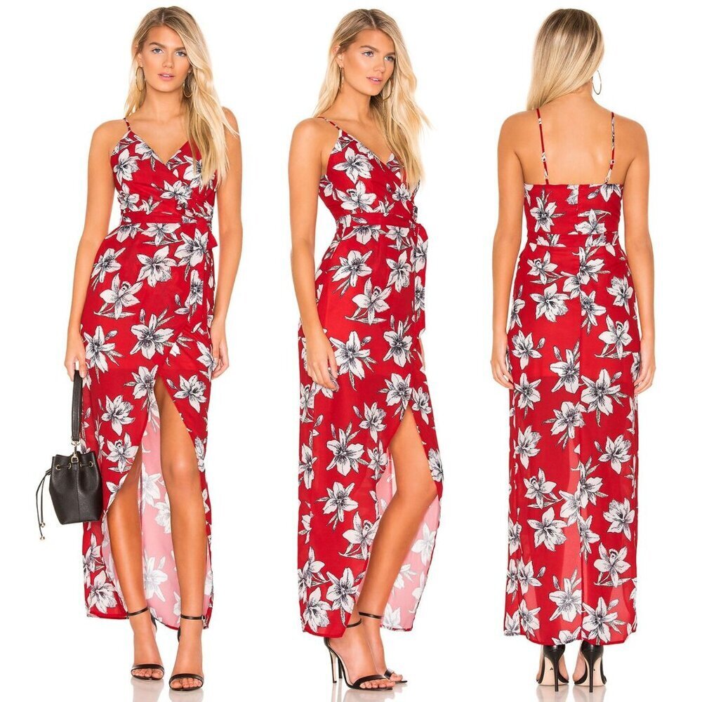 Superdown Red Floral Vera Maxi Dress Size XS 23315
